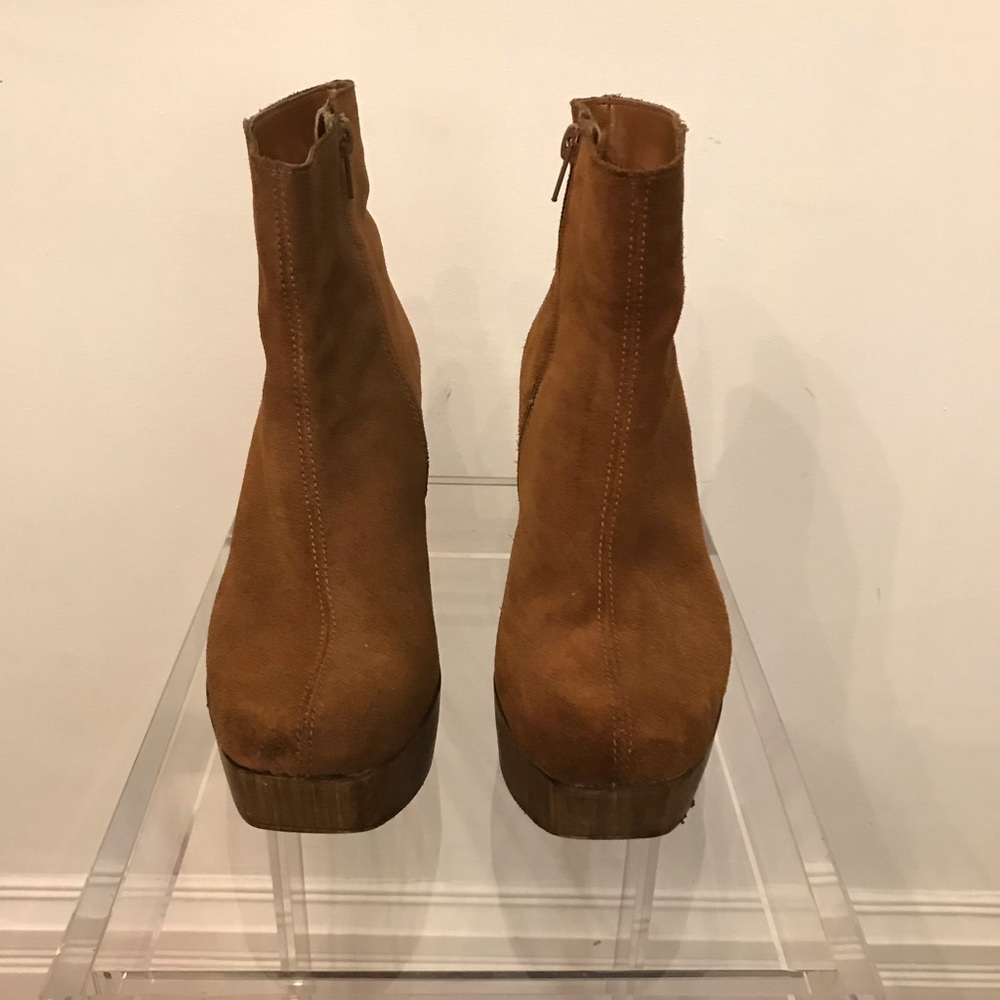 Topshop Tan Suede Platform Ankle Boots, US 8.5